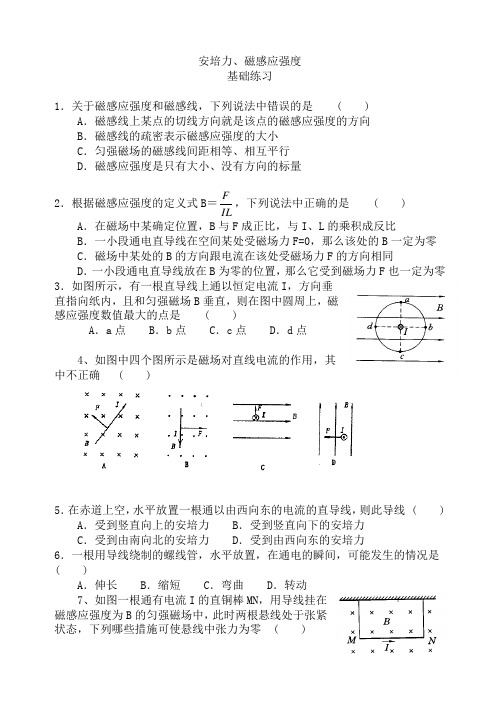 安培力、磁感应强度基础练习