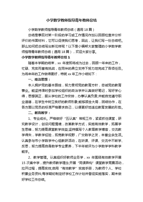 小学数学教师指导青年教师总结