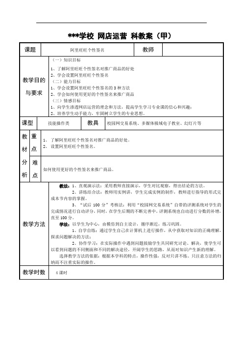 网店运营教案---阿里旺旺个性签名
