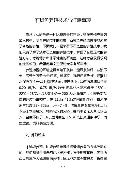 石斑鱼养殖技术与注意事项