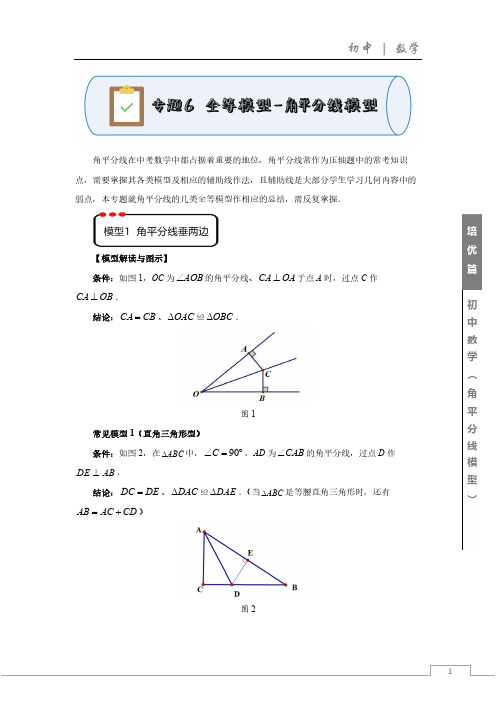 专题6  全等模型——角平分线模型