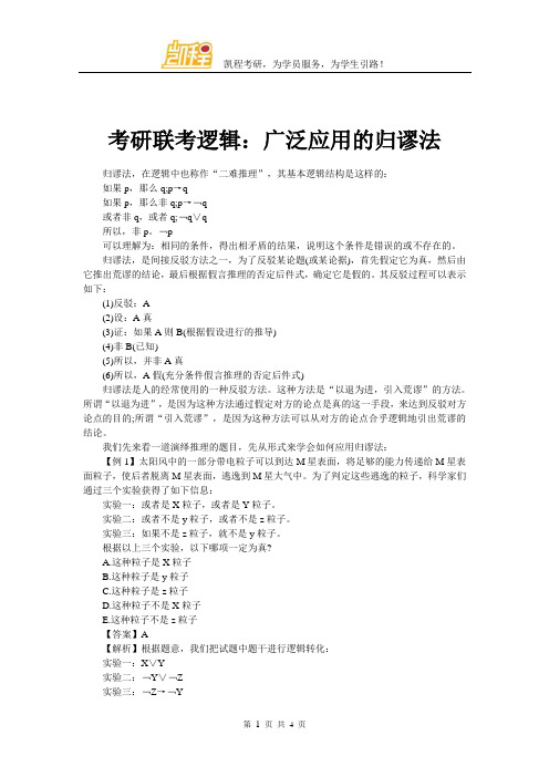 考研联考逻辑:广泛应用的归谬法