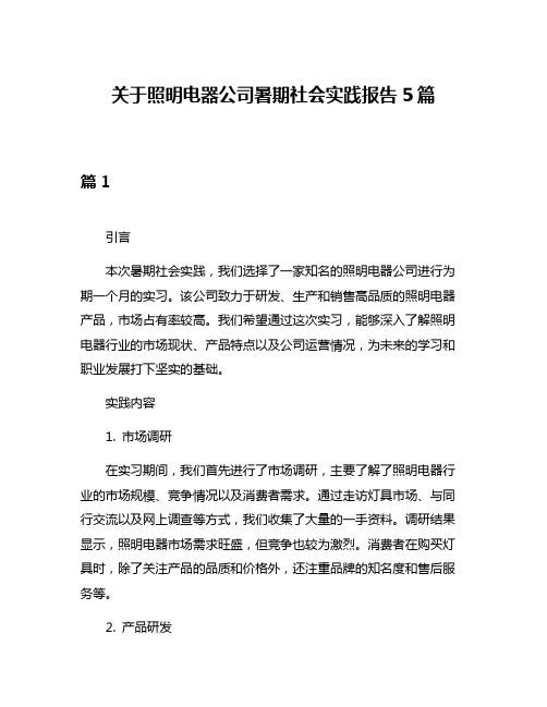 关于照明电器公司暑期社会实践报告5篇