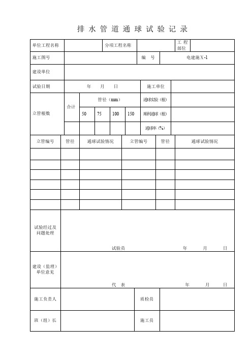 17排水管道通球试验记录表