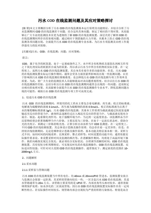 污水COD在线监测问题及其应对策略探讨