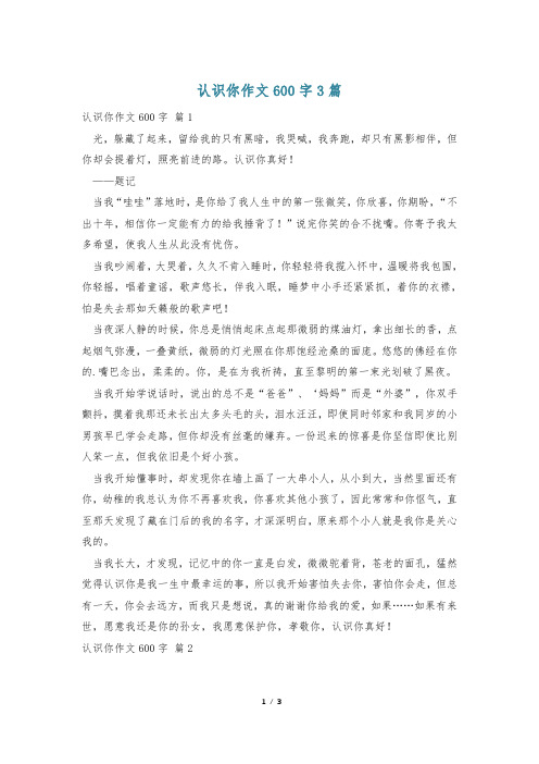 认识你作文600字3篇