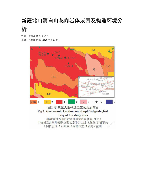 新疆北山清白山花岗岩体成因及构造环境分析