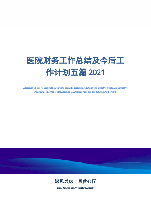 医院财务工作总结及今后工作计划五篇2021精选