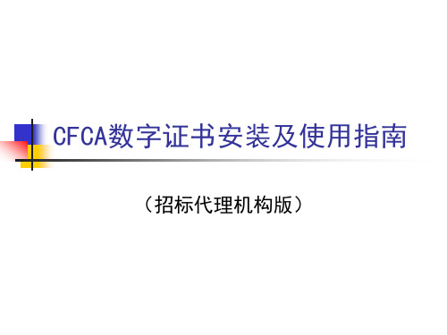 cfca数字证书安装及使用指南ppt