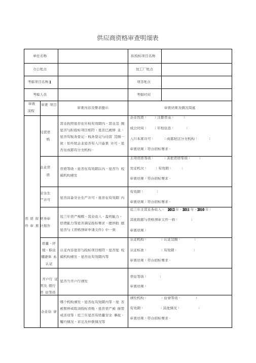 (完整版)供应商资格审查表(工程施工类)