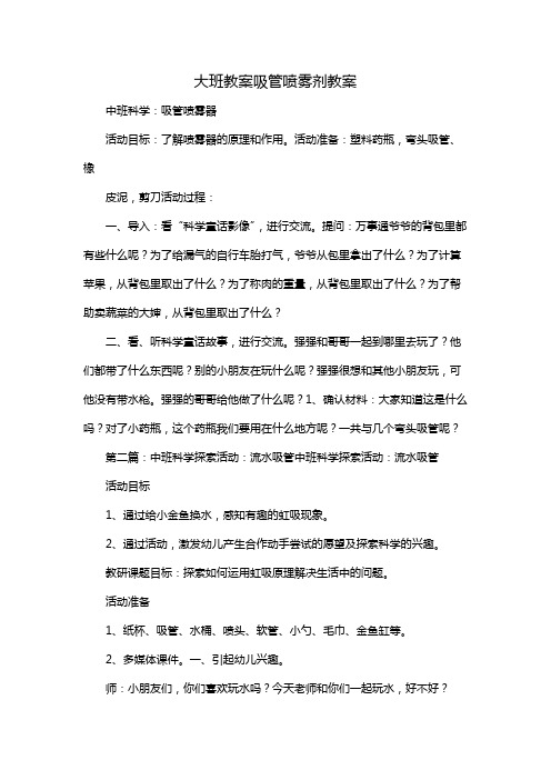 大班教案吸管喷雾剂教案