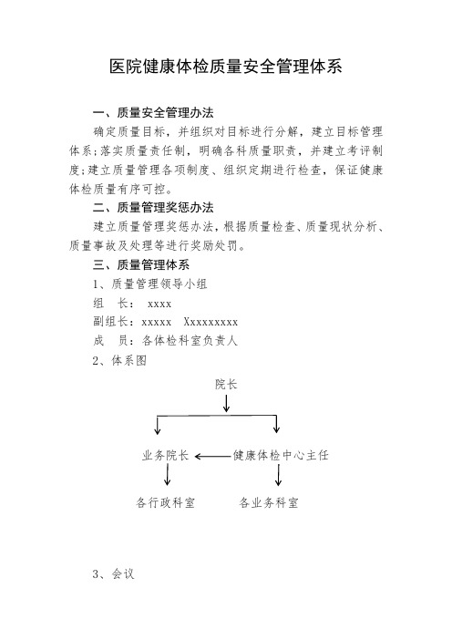 医院健康体检质量安全管理体系