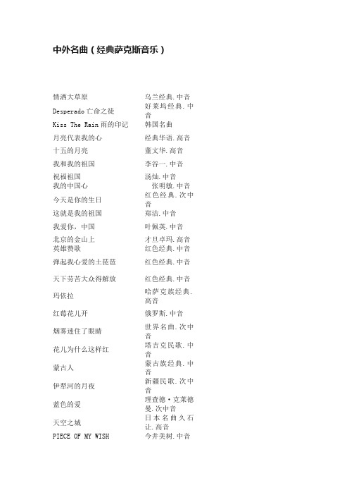 中外名曲（经典萨克斯音乐）