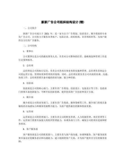 新新广告公司组织结构设计(精)