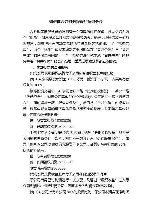 如何做合并财务报表的抵销分录