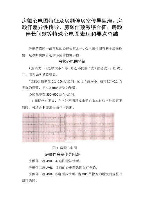 房颤心电图特征及房颤伴房室传导阻滞、房颤伴差异性传导、房颤伴预激综合征、房颤伴长间歇等特殊心电图表现