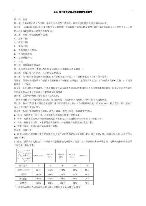 2013员工薪资定级与等级薪酬管理制度