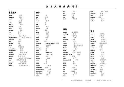 幼儿英语分类单词