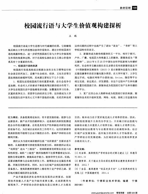 校园流行语与大学生价值观构建探析