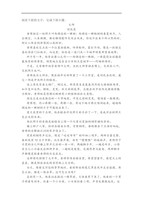 文学类文本刘兆亮《大师》阅读练习及答案