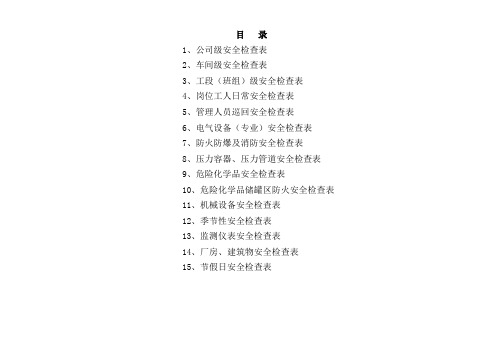 化工企业公司安全检查表