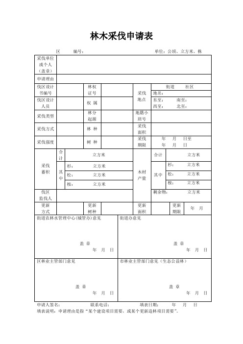 林木采伐申请表