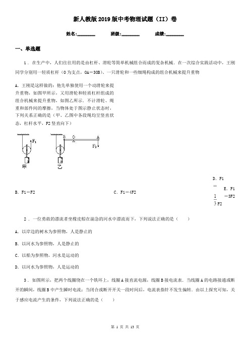 新人教版2019版中考物理试题(II)卷(练习)