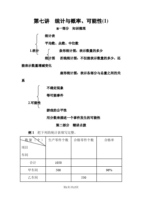 六年级下册小升初试题  可能性统计