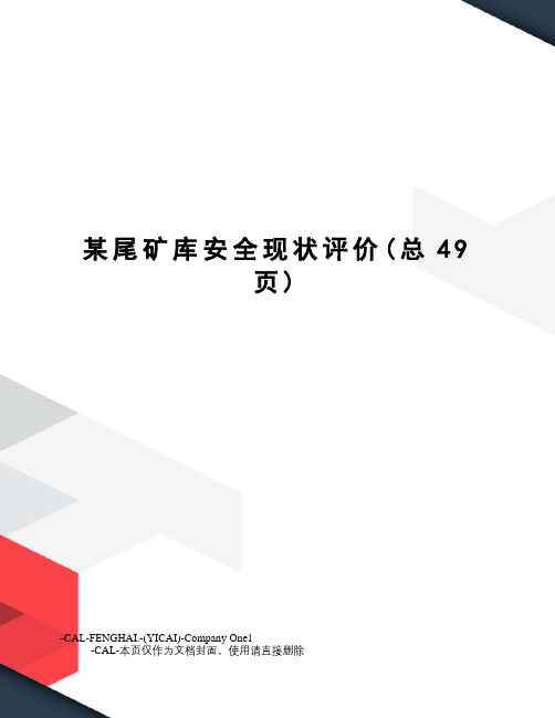 某尾矿库安全现状评价