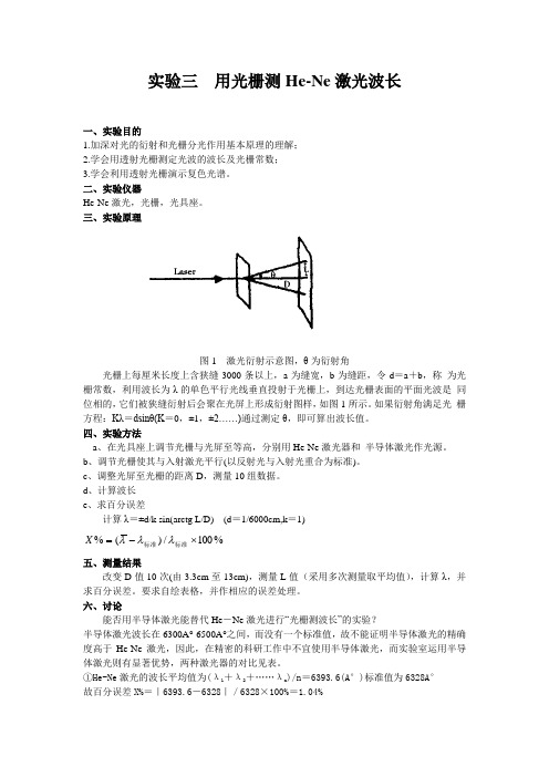 实验八  用光栅测He-Ne激光波长