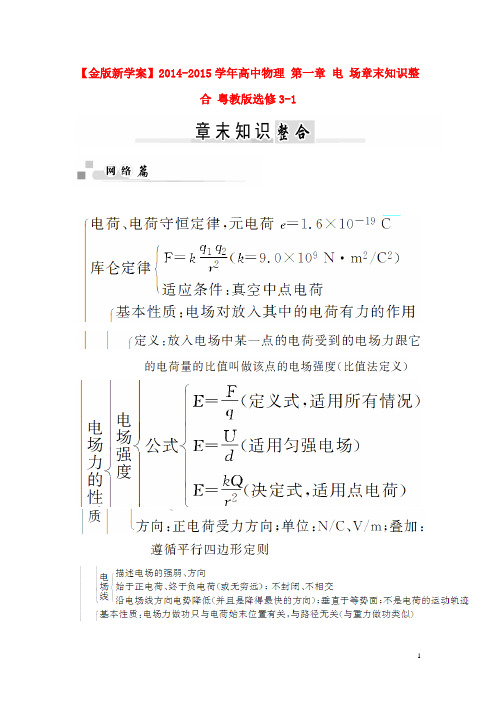 高中物理 第一章 电 场章末知识整合 粤教版选修31