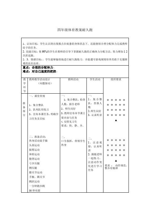 耐久跑教学设计1