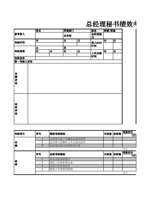 总经理秘书绩效考核表