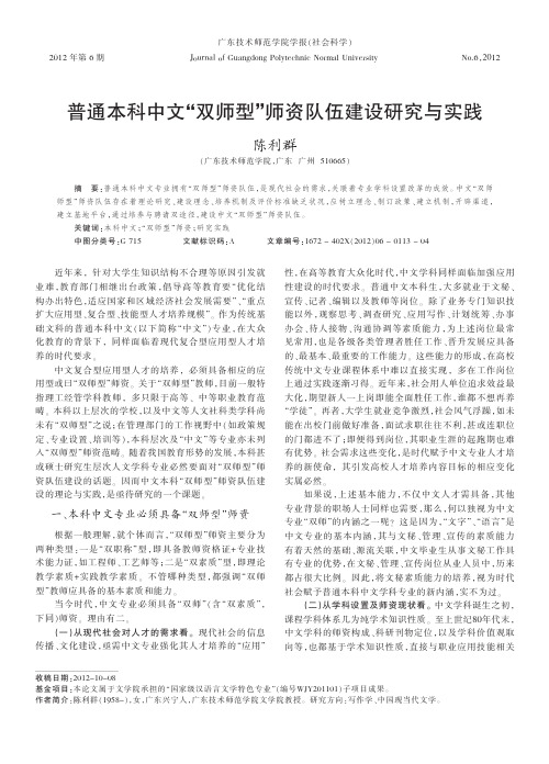 普通本科中文双师型师资队伍建设与实践