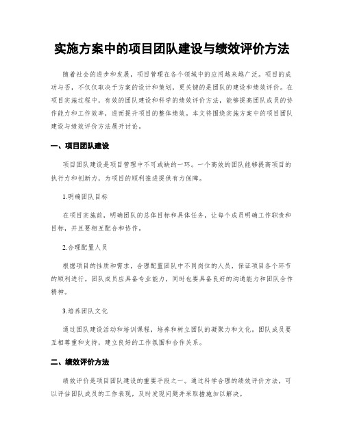 实施方案中的项目团队建设与绩效评价方法