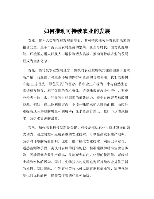 如何推动可持续农业的发展