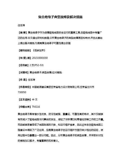 复合绝缘子典型故障及解决措施