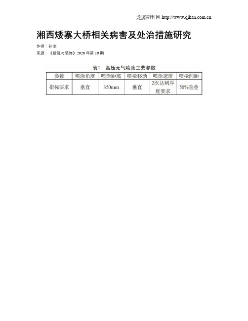 湘西矮寨大桥相关病害及处治措施研究