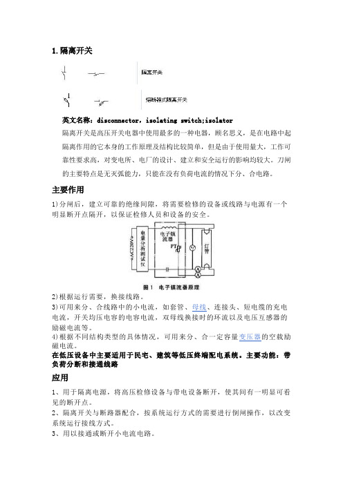 认识一下开关柜各种元器件