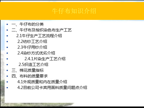 牛仔布的分类及生产流程PPT演示课件