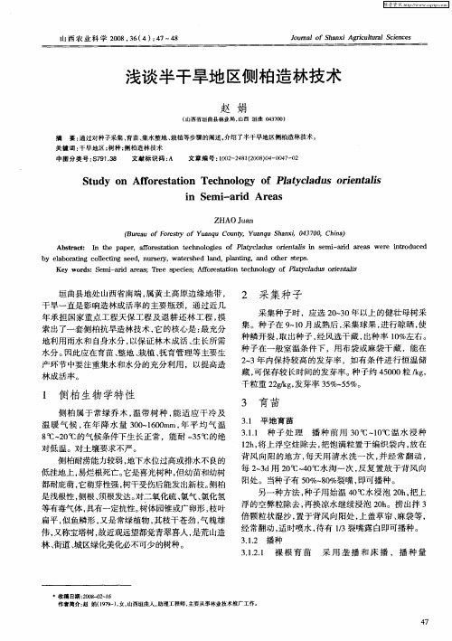 浅谈半干旱地区侧柏造林技术