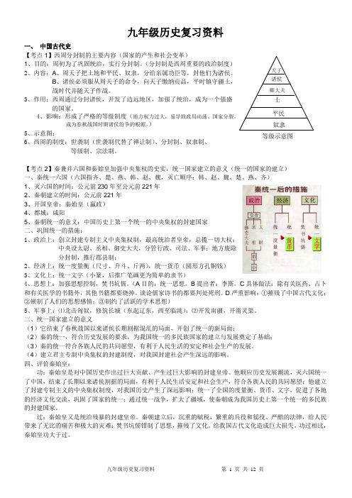 中考历史总复习2012(私人整理版——广东省汕头市中考历史提纲)