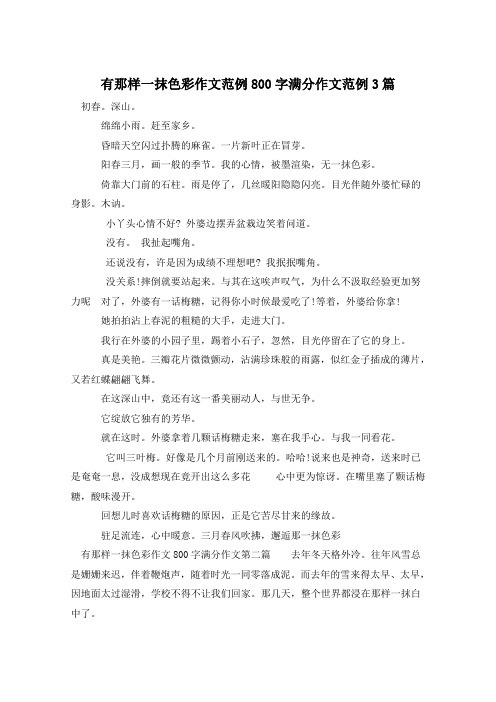 有那样一抹色彩作文范例800字满分作文范例3篇