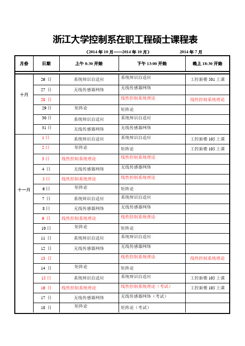 浙江大学控制系工程硕士课程表-浙江大学控制科学与工程学院