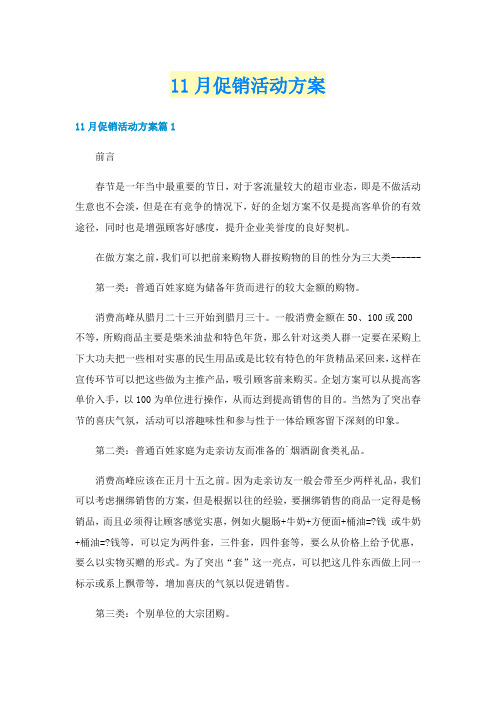 11月促销活动方案