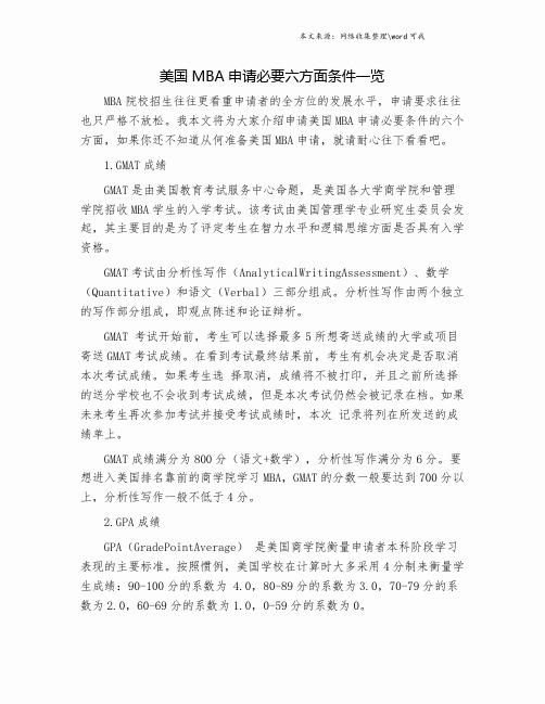 美国MBA申请必要六方面条件一览.doc