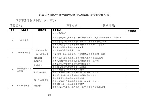 建设用地土壤污染状况详细调查报告审查评价表