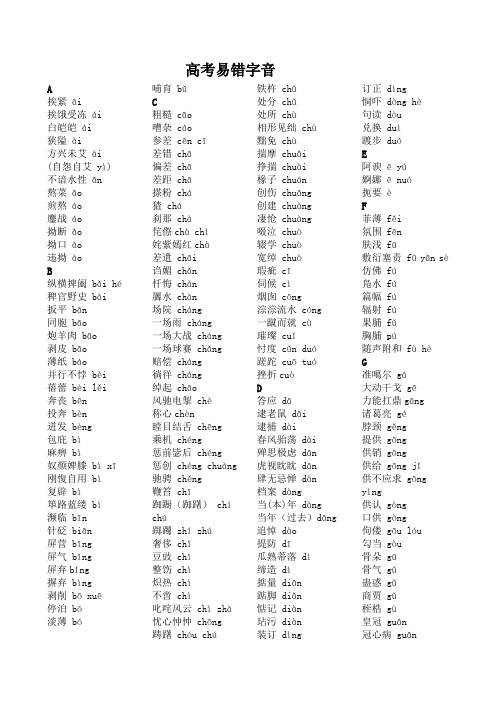 高考易错字音字形归纳