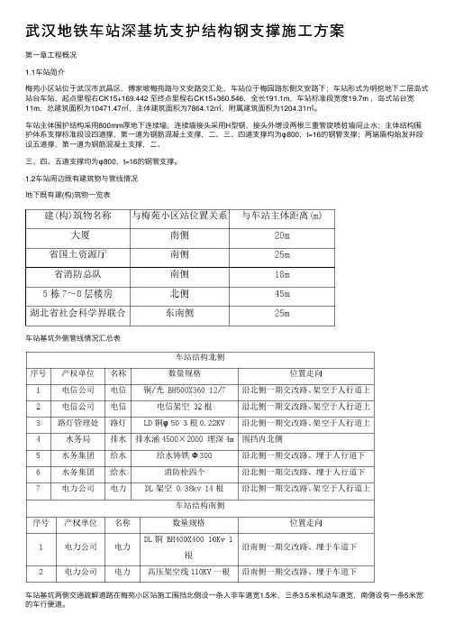 武汉地铁车站深基坑支护结构钢支撑施工方案