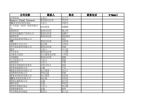 中外风险投资名录